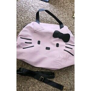 Sanrio Hello Kitty Character Pink Tote Bag with Adjustable Strap, Black Bow